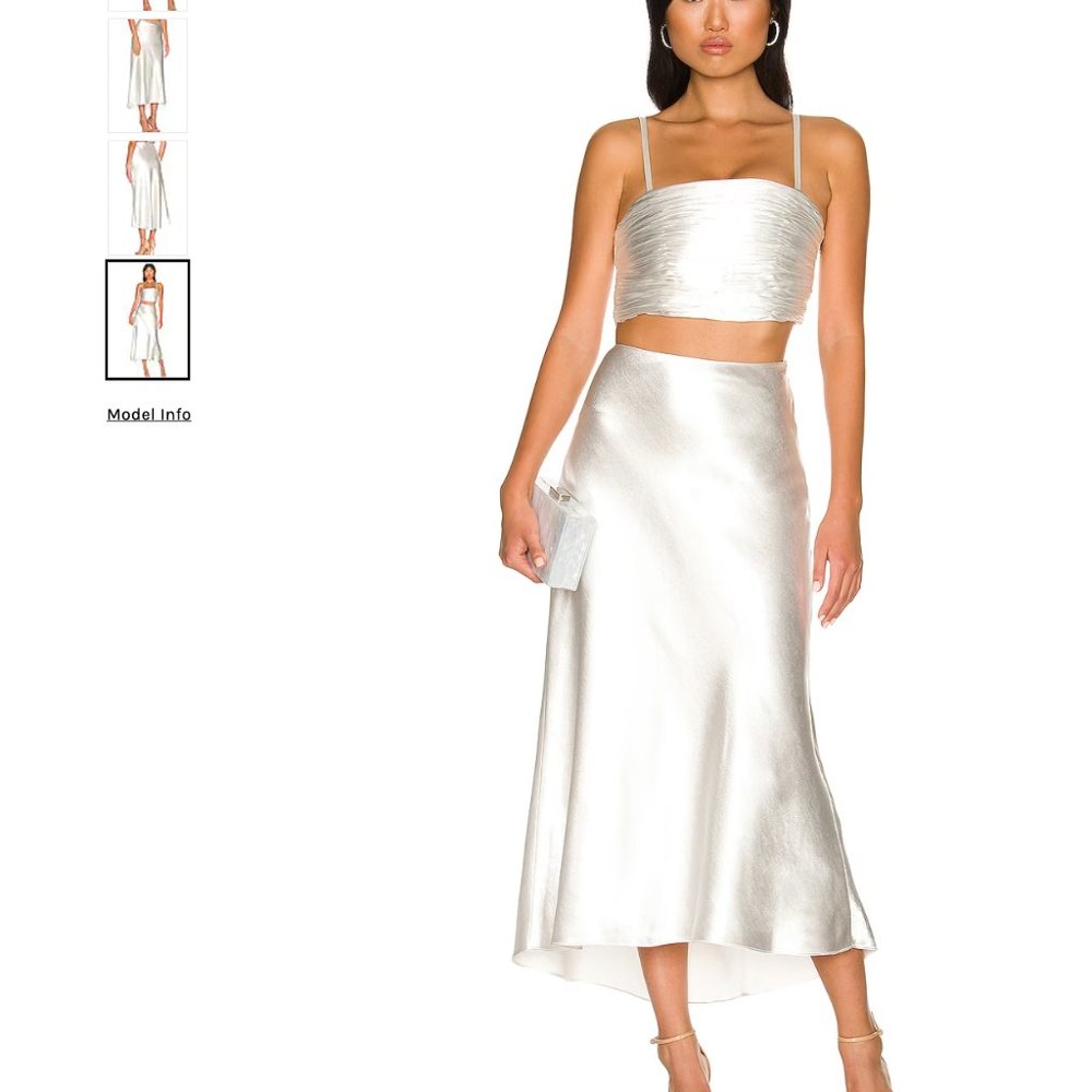 AIIFOS White/Silver Top & Skirt Set